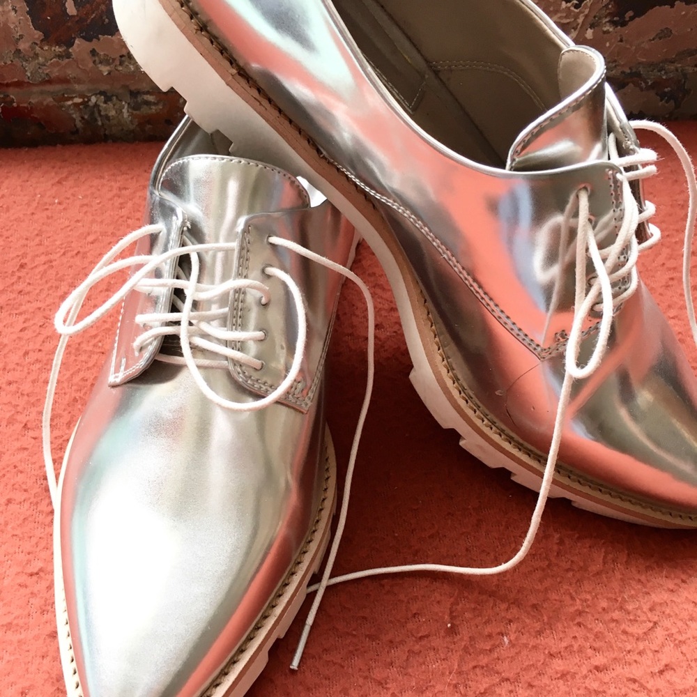 Zara Basic Collection Silver Brogues - image 6